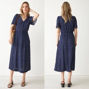 & Other Stories Navy Blue Midi Dress
